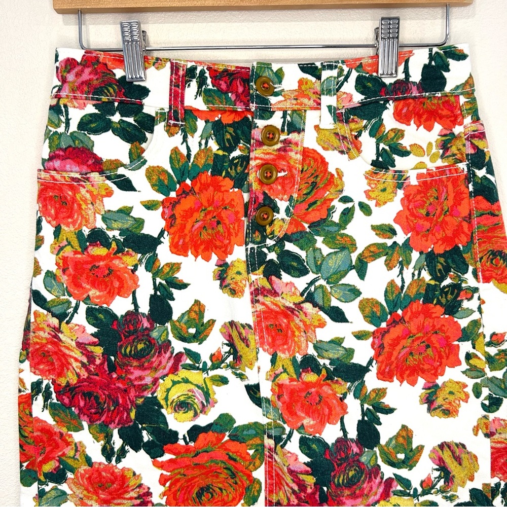 MAEVE Anthropologie Floral Denim Pencil Skirt Boho Preppy Casual Size 2 & 12 - Picture 5 of 12